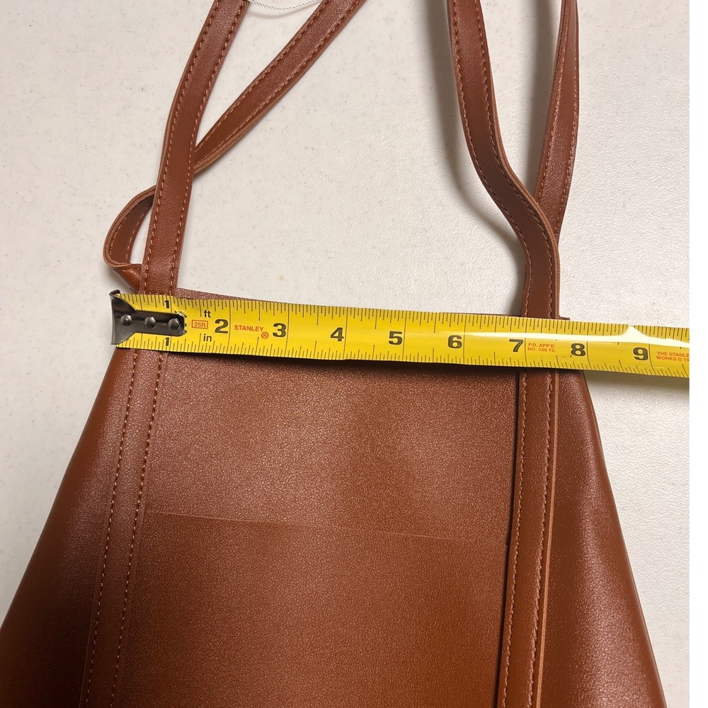 Henny + Lev Vegan Leather Tote Bag Brown Minimalist Shoulder Bag NWT Medium - Picture 5 of 15